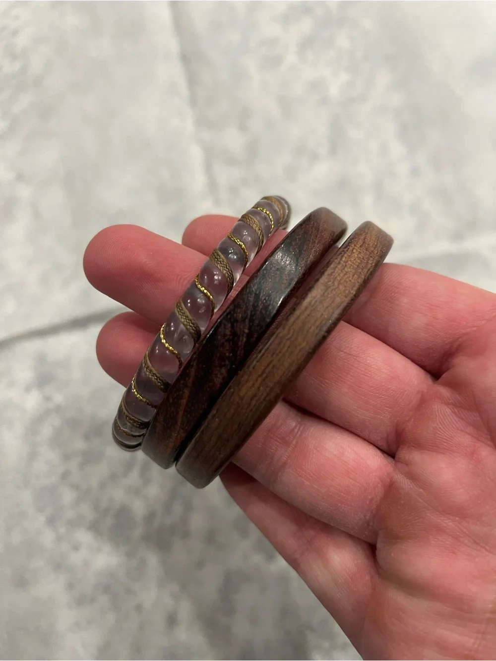 Set of Three Bangle Bracelets - Wood and Tortoiseshell